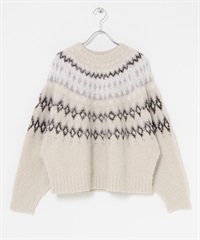 EKAL / 北歐風織紋針織衫(象牙白-one-IVORY)