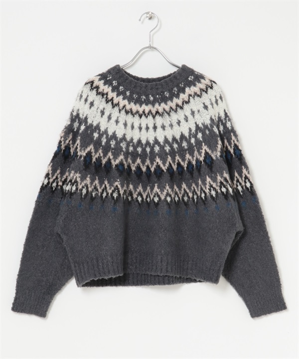 EKAL / 北歐風織紋針織衫(灰色-one-GRAY)