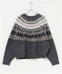 EKAL / 北歐風織紋針織衫(灰色-one-GRAY)