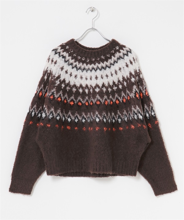 EKAL / 北歐風織紋針織衫(棕色-one-BROWN)