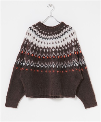 EKAL / 北歐風織紋針織衫(棕色-one-BROWN)