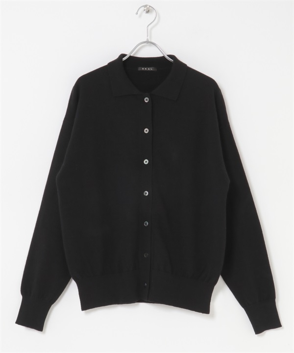 EKAL / 羊毛細針織開襟衫(黑色-one-BLACK)