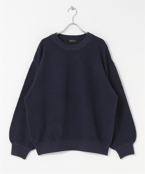 圓領毛圈針織衫(藏青色-one-NAVY)