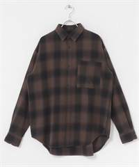 EKAL / 成品染漸層格紋襯衫(棕色-one-BROWN)