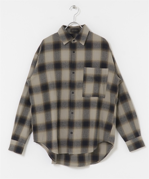 EKAL / 成品染漸層格紋襯衫(灰膚色-one-其他膚色)