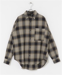 EKAL / 成品染漸層格紋襯衫(灰膚色-one-其他膚色)