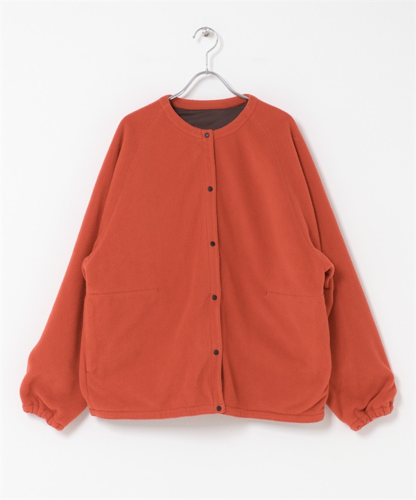 EKAL / 雙面穿刷毛開襟衫(棕色x橘色-one-其他棕色)