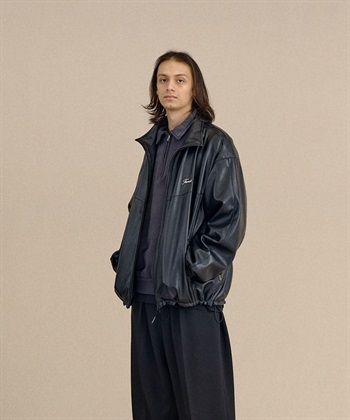 FARAH / Synthetic Leather Zip Up Jacket