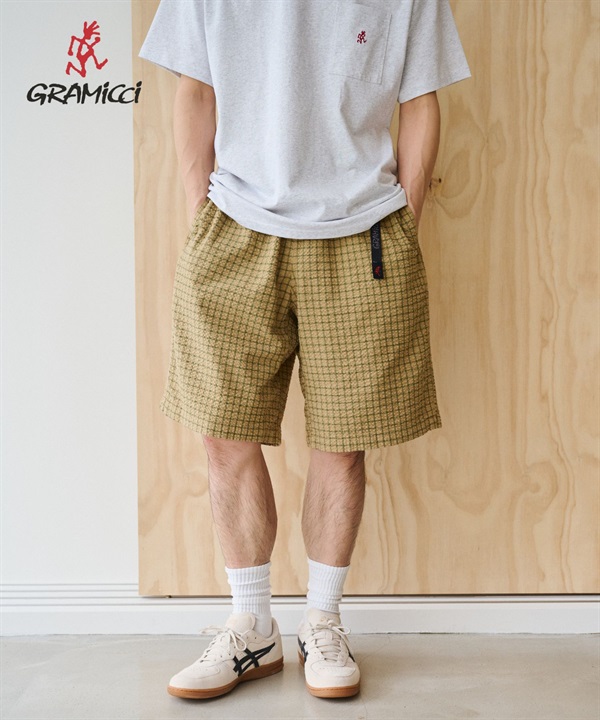 GRAMICCI / 格紋泡泡紗五分褲