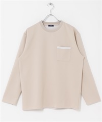 內側直條紋空氣層上衣(膚色-M-BEIGE)