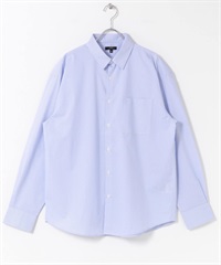 EASY CARE/UV CUT高機能直條紋標準領襯衫(藍色-M-BLUE)