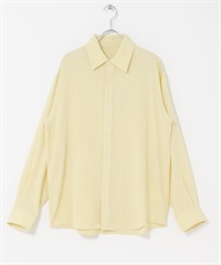 混麻料標準領襯衫(檸檬黃-M-其他黃色)