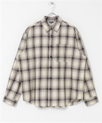 漸層格紋基本領輕量襯衫(膚色-M-BEIGE)