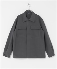 2way彈性暗門襟襯衫(炭灰色-M-CHARCOAL GRAY)