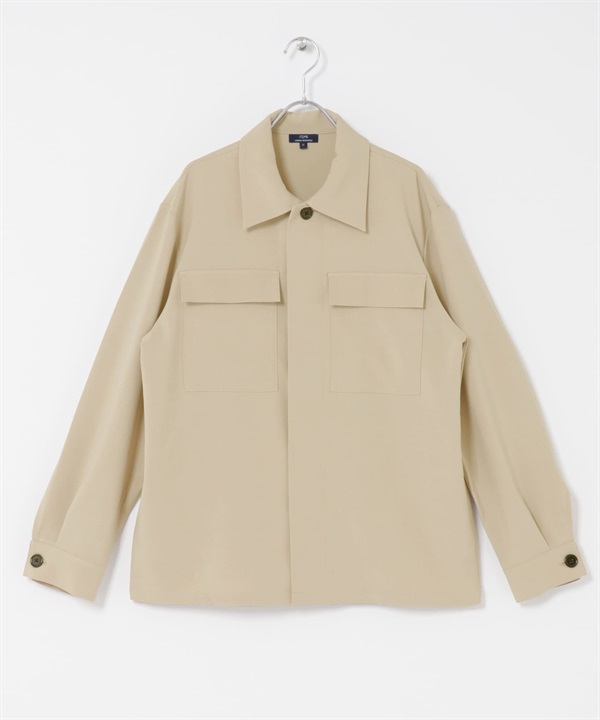 2way彈性暗門襟襯衫(膚色-M-BEIGE)