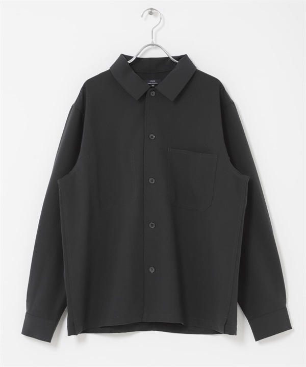 防潑水/防汙/涼感多機能雙口袋襯衫夾克(炭灰色-M-CHARCOAL GRAY)