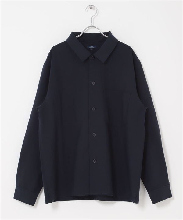 防潑水/防汙/涼感多機能雙口袋襯衫夾克(藏青色-M-NAVY)