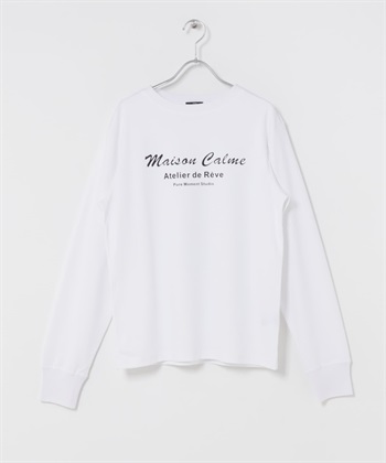 LOGO印花長袖T恤(白色-FREE-WHITE)