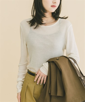 透膚羅紋長版T恤