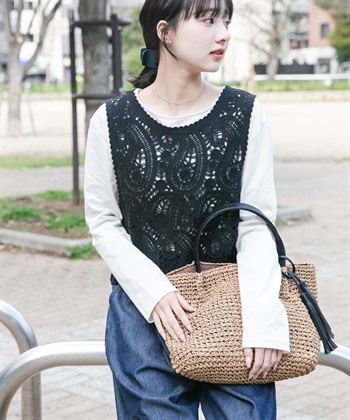 【成套組合】鉤針背心 × 長版T恤