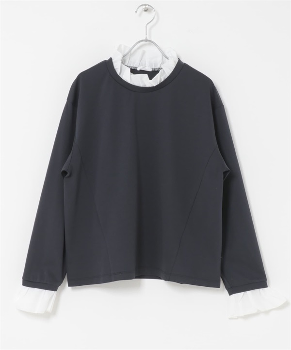 荷葉飾邊套衫(藏青色-FREE-NAVY)