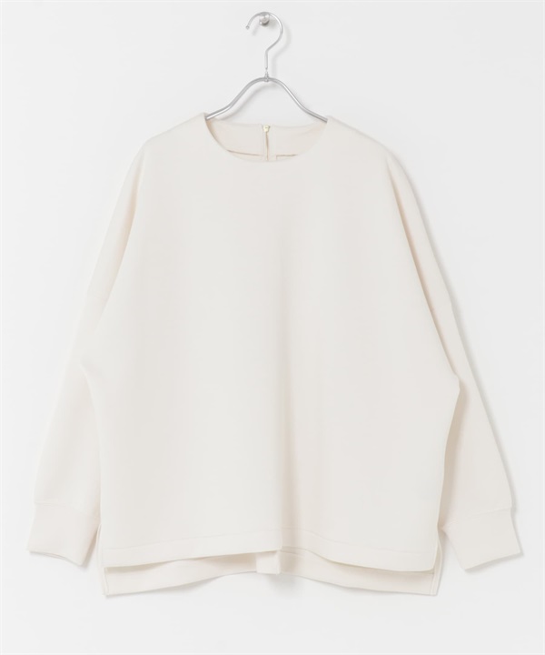 空氣層背面拉鍊設計套衫(米色-FREE-OFF WHITE)