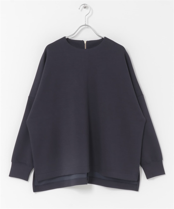 空氣層背面拉鍊設計套衫(藏青色-FREE-NAVY)