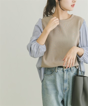 異材質拼接設計套衫