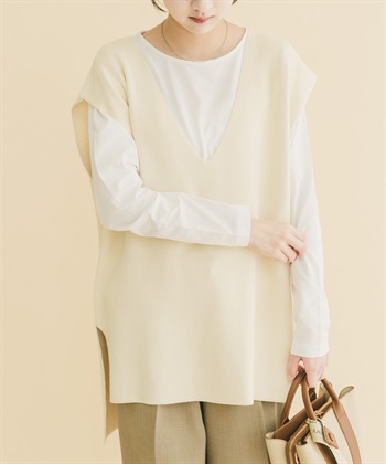 【成套組合】針織背心 × 長袖T恤