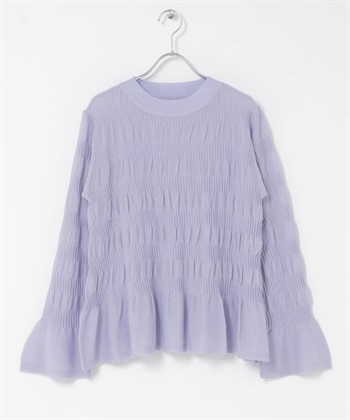縮褶傘狀袖針織衫(薰衣草紫-FREE-LAVENDER)