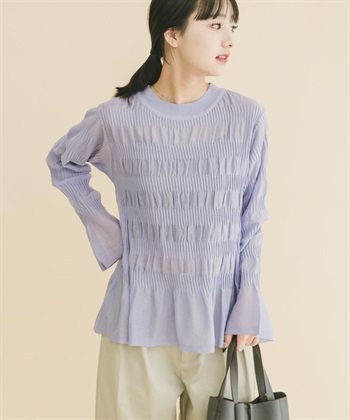 縮褶傘狀袖針織衫