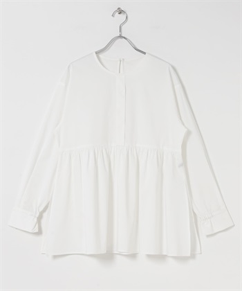 UV CUT速乾碎褶荷葉下襬罩衫(白色-FREE-WHITE)