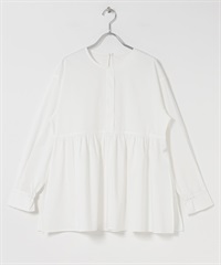 UV CUT速乾碎褶荷葉下襬罩衫(白色-FREE-WHITE)