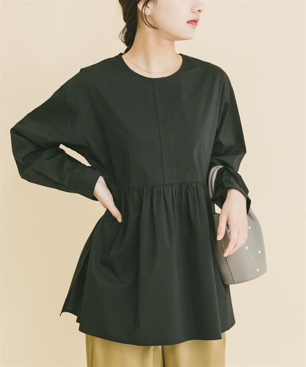 UV CUT速乾碎褶荷葉下襬罩衫