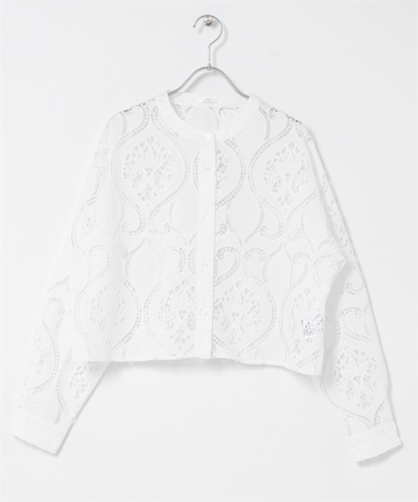 蕾絲短版襯衫(白色-FREE-WHITE)