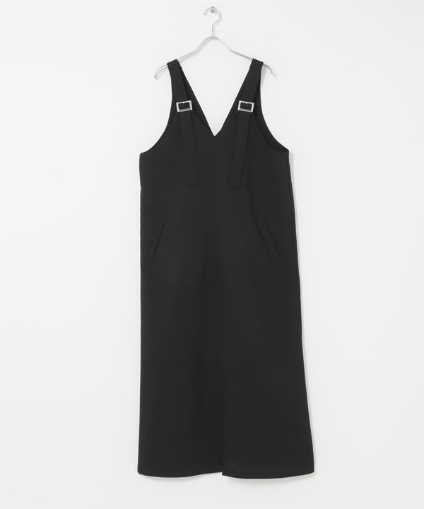 方平織物背心裙(黑色-FREE-BLACK)