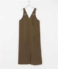 方平織物背心裙(棕色-FREE-BROWN)