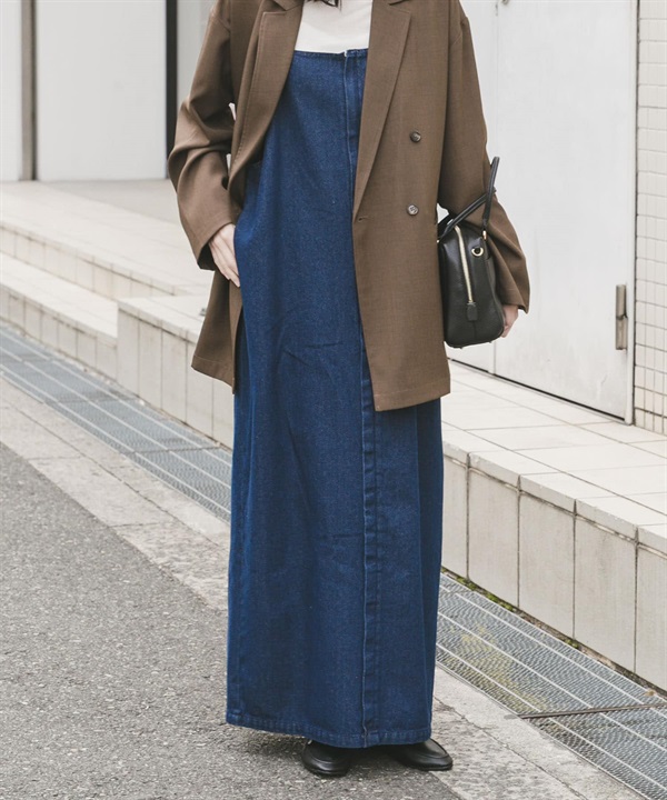 牛仔細肩帶洋裝