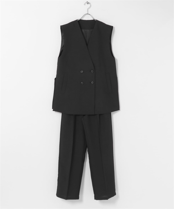 【成套組合】方平織物背心 × 長褲(黑色-FREE-BLACK)