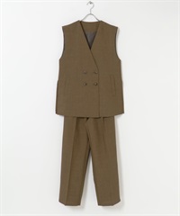 【成套組合】方平織物背心 × 長褲(棕色-FREE-BROWN)