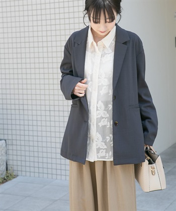 UV CUT寬鬆強撚西裝外套