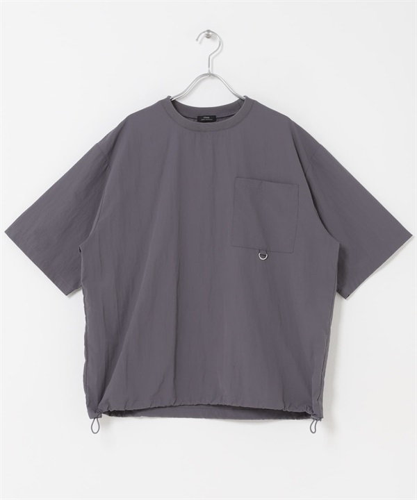 涼感/防潑水 NYLON TASLAN 圓領抽繩T恤(炭灰色-M-CHARCOAL GRAY)