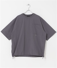 涼感/防潑水 NYLON TASLAN 圓領抽繩T恤(炭灰色-M-CHARCOAL GRAY)