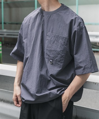 涼感/防潑水 NYLON TASLAN 圓領抽繩T恤
