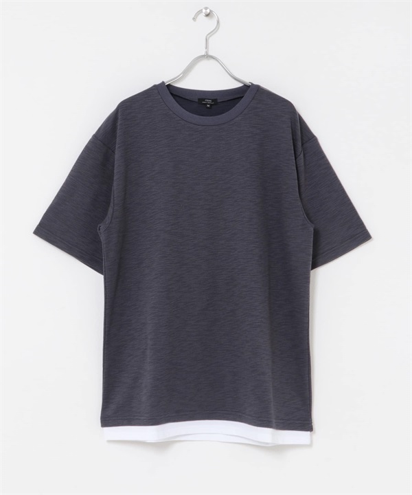 【快乾 / 涼感 / UV CUT】層次感短袖上衣(炭灰色-M-CHARCOAL GRAY)