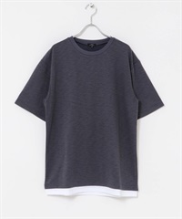 【快乾 / 涼感 / UV CUT】層次感短袖上衣(炭灰色-M-CHARCOAL GRAY)