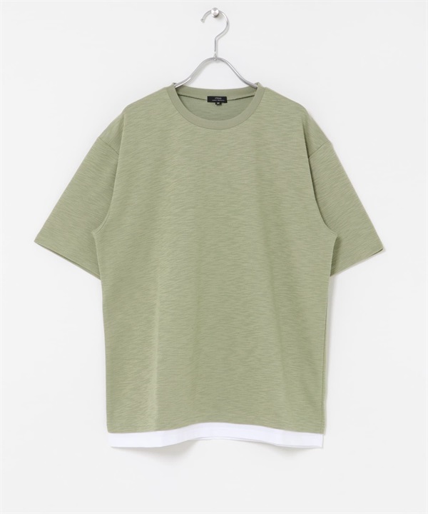 【快乾 / 涼感 / UV CUT】層次感短袖上衣(淺卡其綠-M-LIGHT KHAKI)