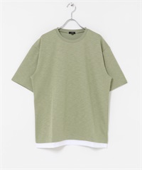 【快乾 / 涼感 / UV CUT】層次感短袖上衣(淺卡其綠-M-LIGHT KHAKI)