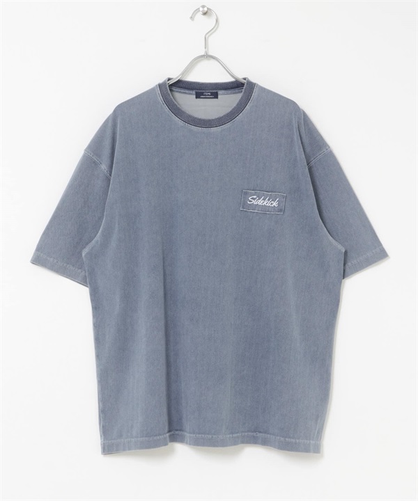 HIGH COOL涼感刺繡牛仔T恤(藍色-M-BLUE)