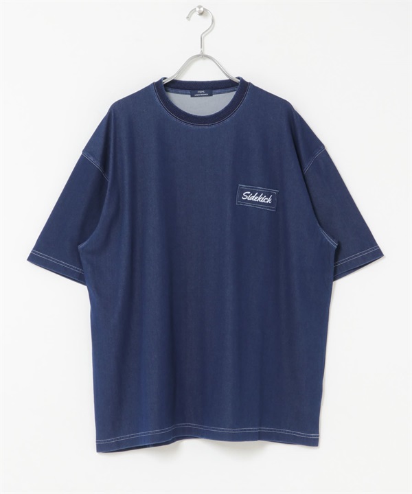 HIGH COOL涼感刺繡牛仔T恤(藏青色-M-NAVY)